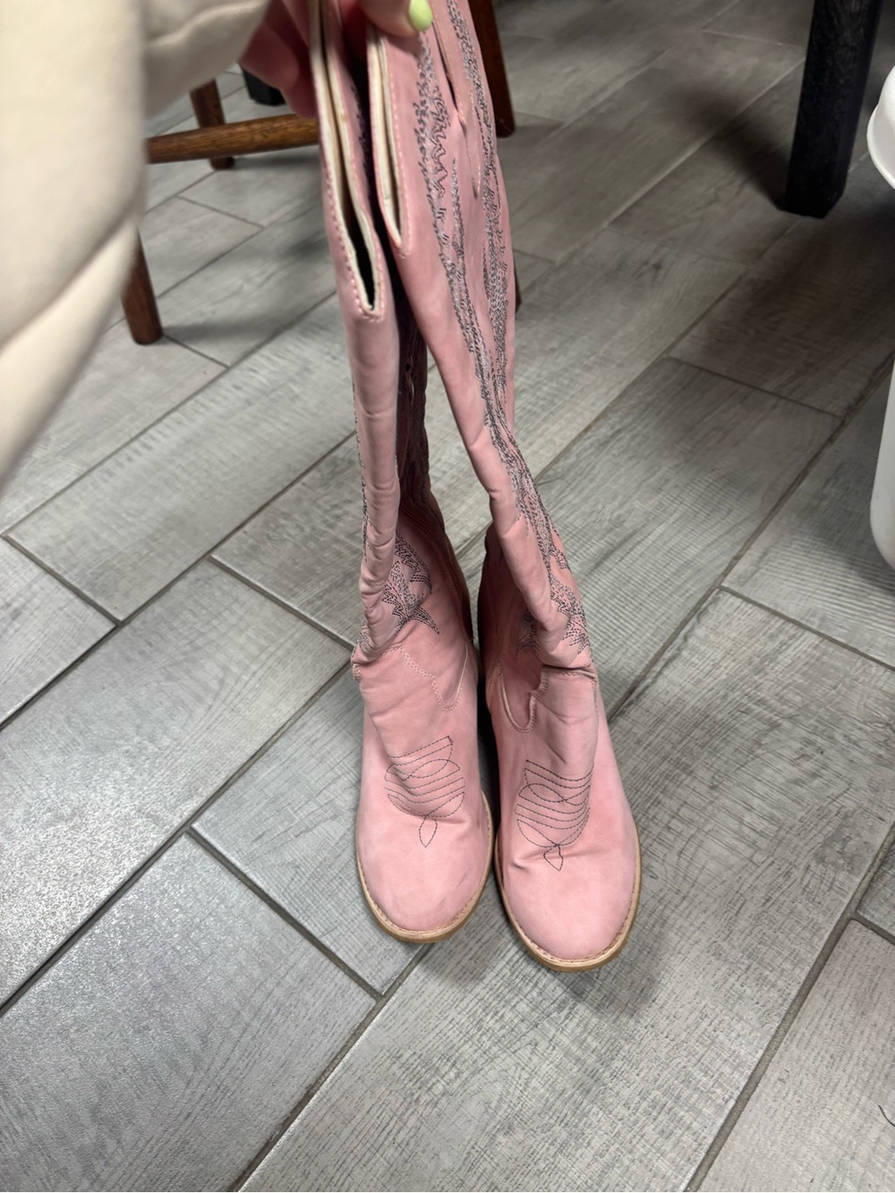 Women's Pink Western Mid-Calf Heeled Boots